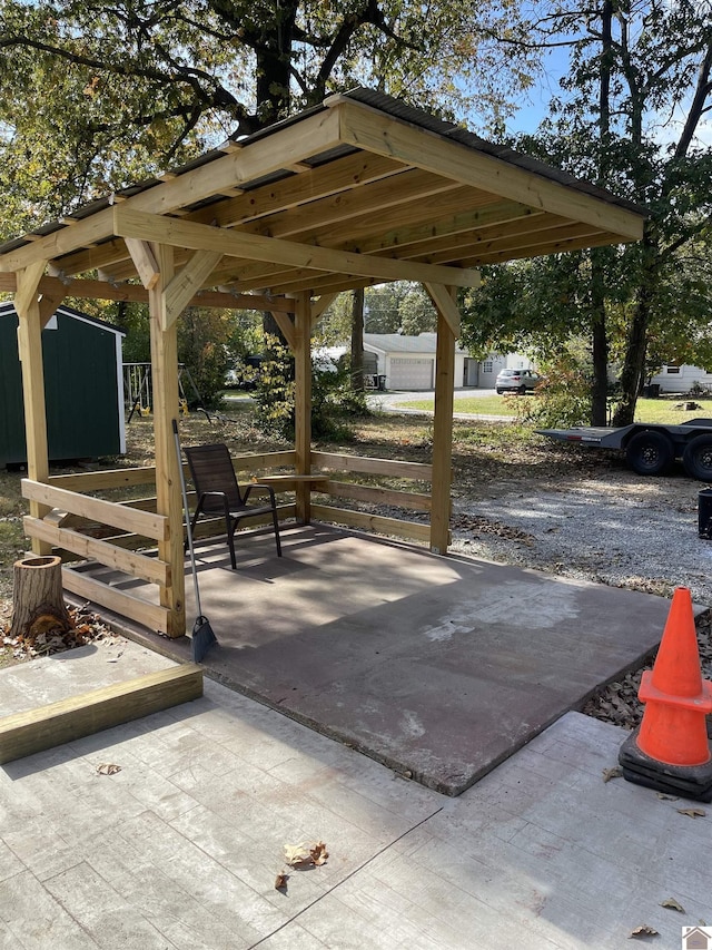 view of patio featuring a carport