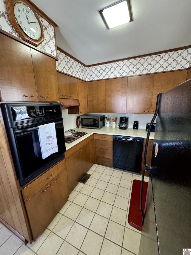 kitchen with black appliances