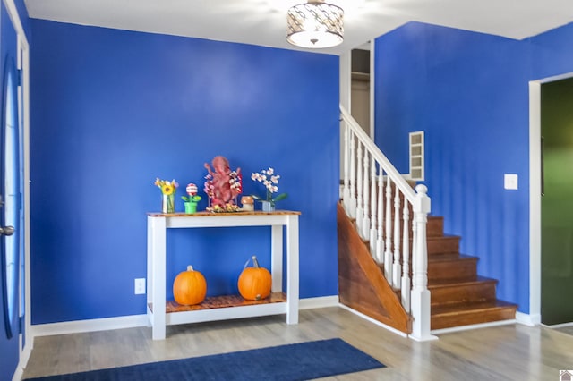 foyer with hardwood / wood-style flooring