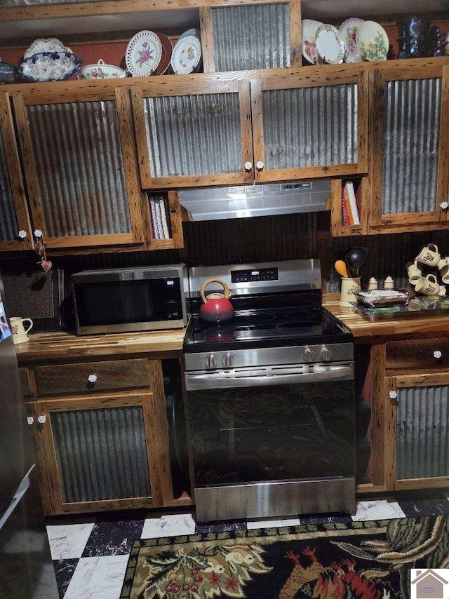 kitchen with appliances with stainless steel finishes