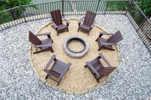 view of patio featuring an outdoor fire pit