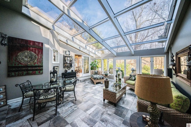 sunroom / solarium with a skylight