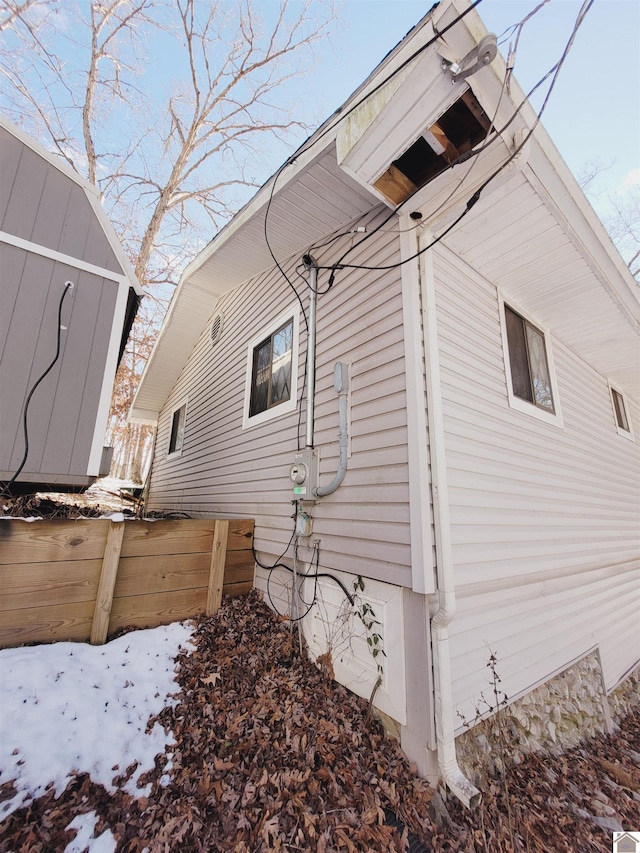 view of snowy exterior