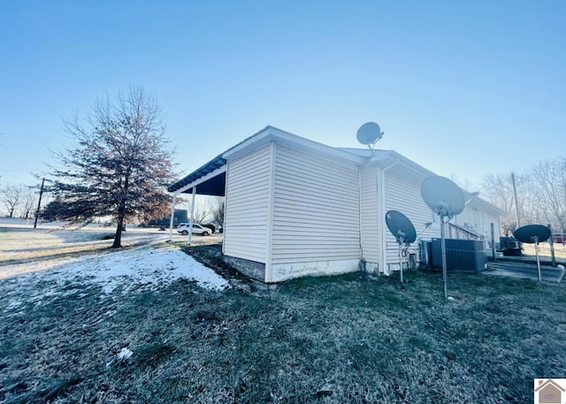 view of snow covered exterior