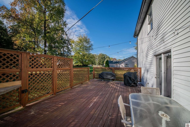 deck featuring area for grilling