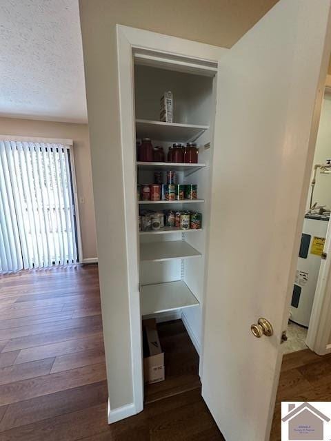 pantry with electric water heater