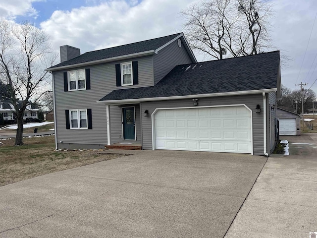 view of front of property featuring a garage