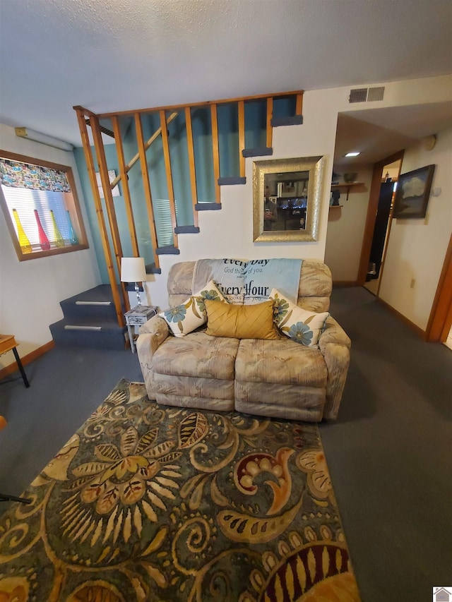 living room with carpet floors