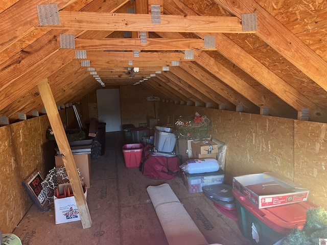 view of unfinished attic