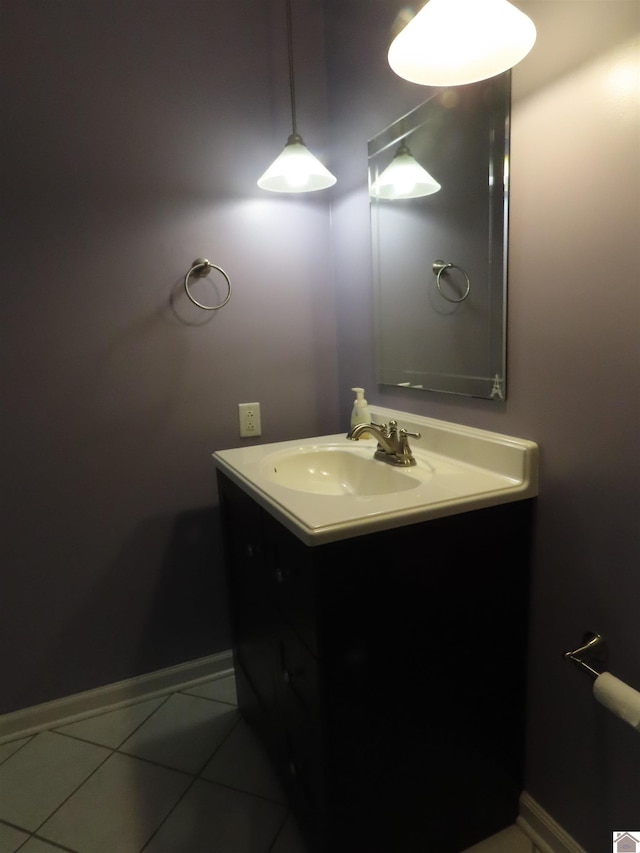 bathroom with vanity and tile patterned floors