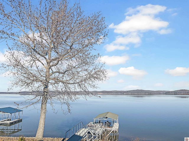 view of dock featuring a water view