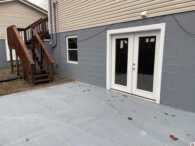 doorway to property with french doors and a patio