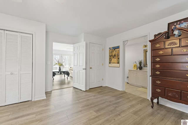 bedroom with light hardwood / wood-style floors