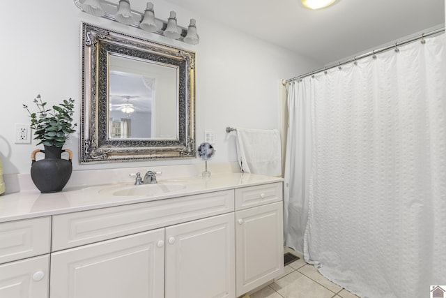 bathroom featuring vanity and tile patterned flooring