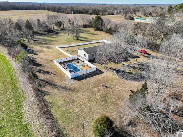 drone / aerial view with a rural view