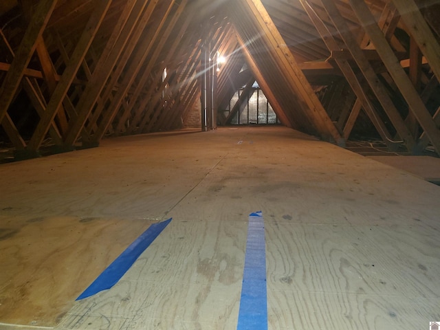 view of unfinished attic