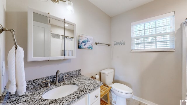 bathroom with toilet and vanity