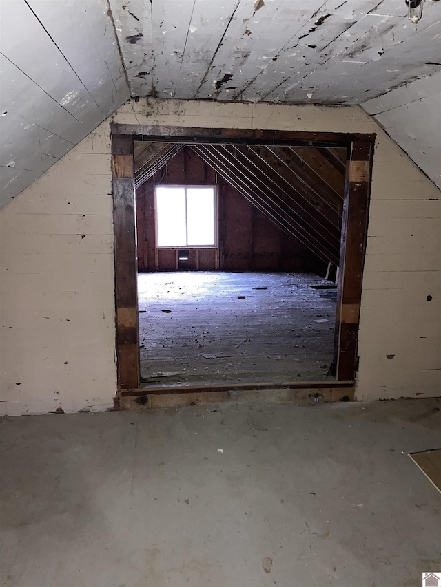 view of unfinished attic