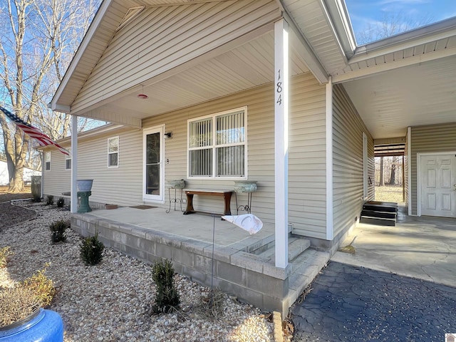 exterior space featuring covered porch