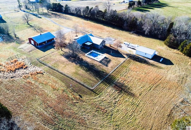 aerial view featuring a rural view