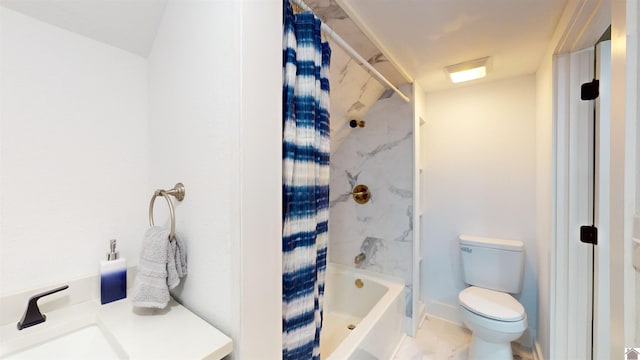 full bathroom with shower / bathtub combination, toilet, and sink