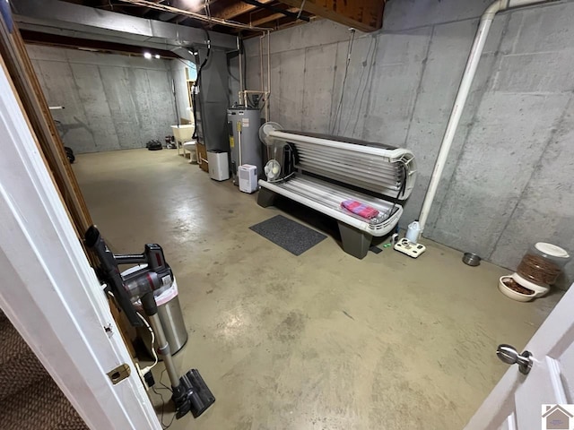 basement with electric water heater