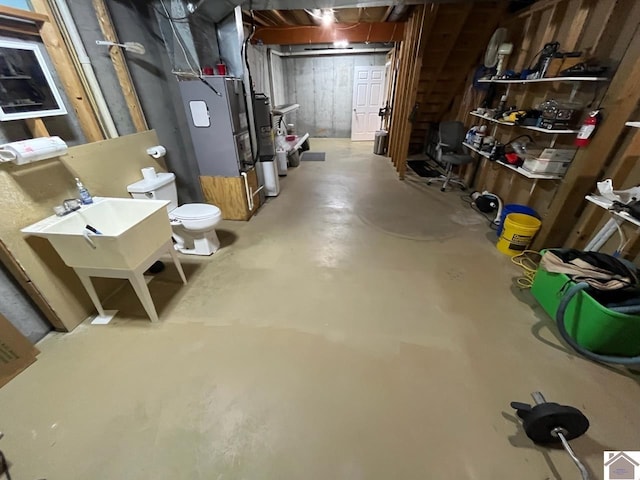 basement with heating unit