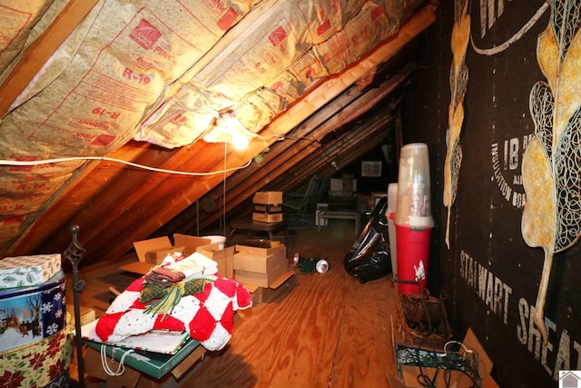 view of unfinished attic