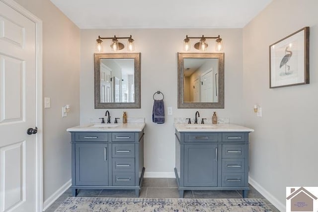 bathroom with vanity and tile patterned floors