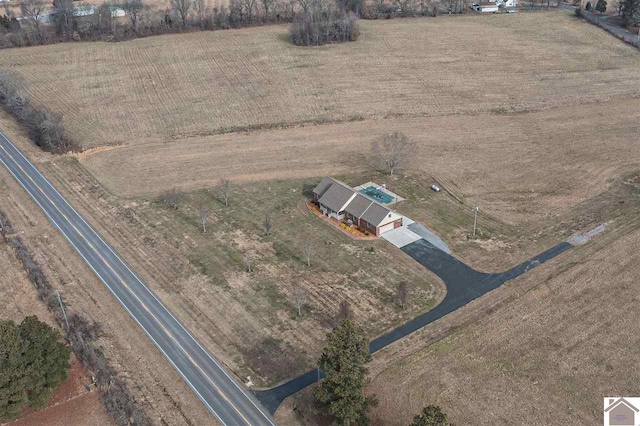 aerial view featuring a rural view