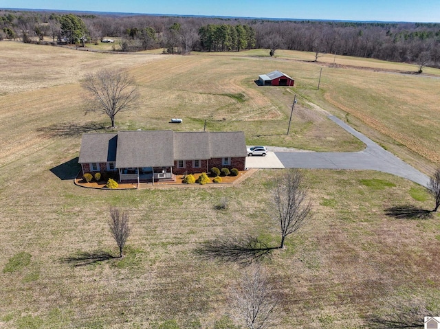 drone / aerial view with a rural view