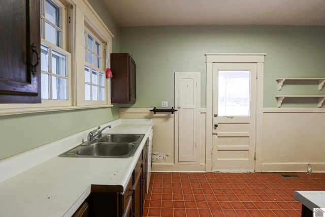 kitchen featuring dark brown cabinets and sink