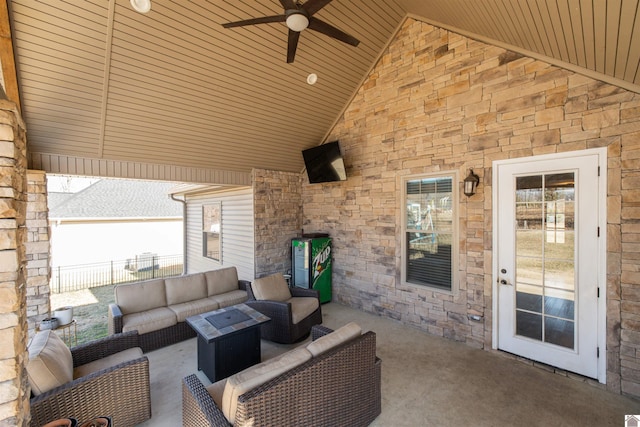 view of patio / terrace featuring outdoor lounge area and ceiling fan