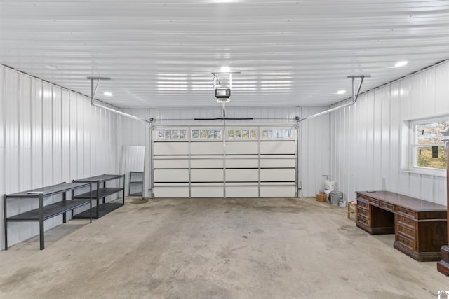 garage with a garage door opener