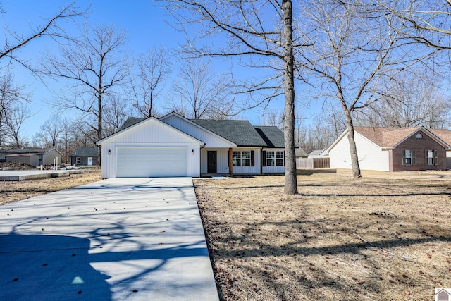 ranch-style home with a garage