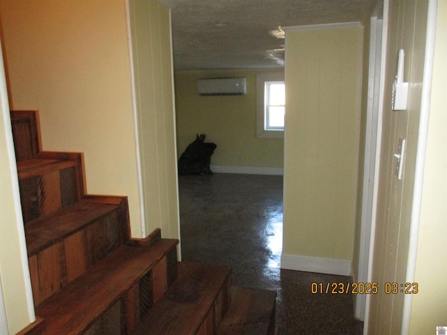 corridor featuring a wall mounted air conditioner