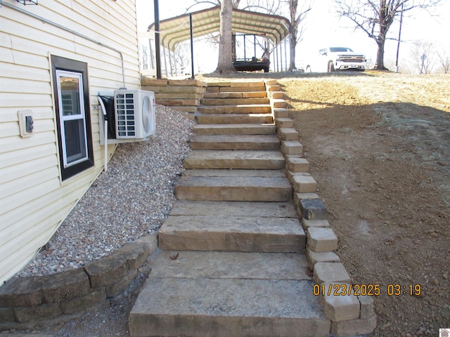 stairs featuring ac unit