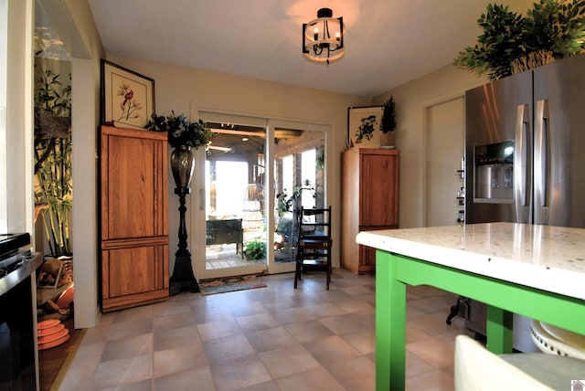 kitchen with stainless steel fridge