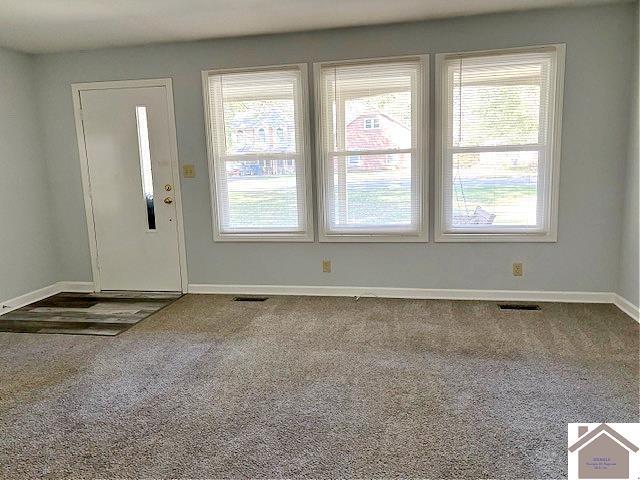 foyer featuring carpet floors