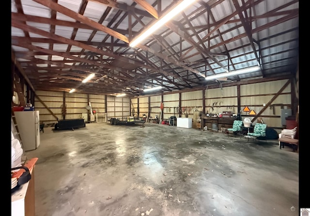 garage featuring white refrigerator