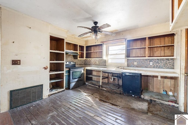 kitchen featuring tasteful backsplash, sink, stainless steel range with electric cooktop, and dishwasher