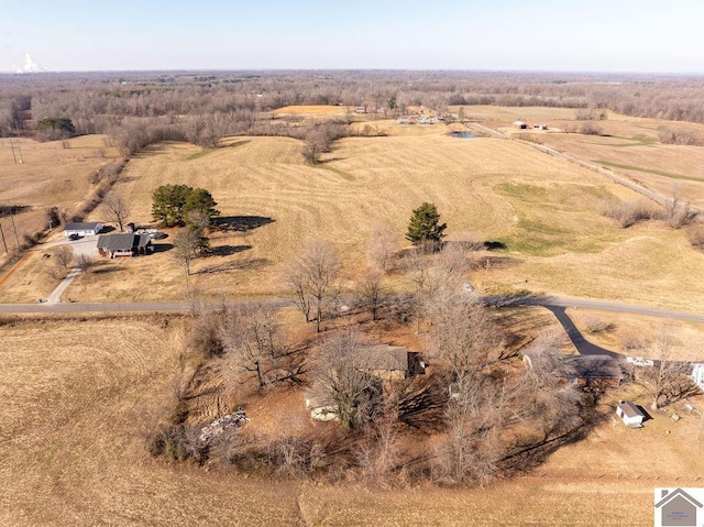 aerial view featuring a rural view