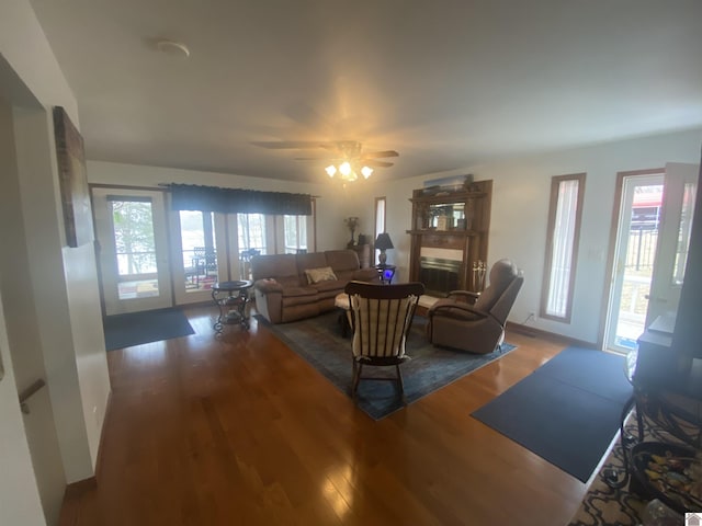 living room with wood-type flooring