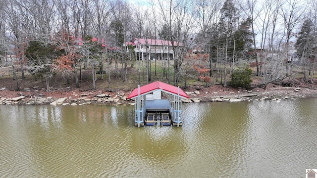 dock area featuring a water view