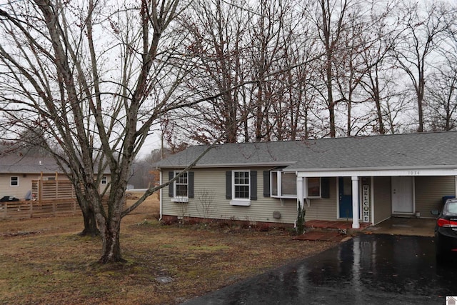 view of single story home