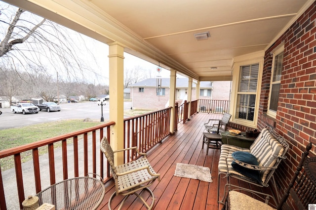 deck with covered porch