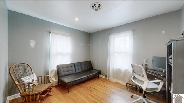 office area featuring light wood-type flooring