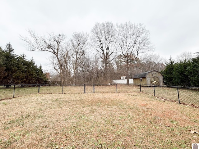 view of yard with an outdoor structure