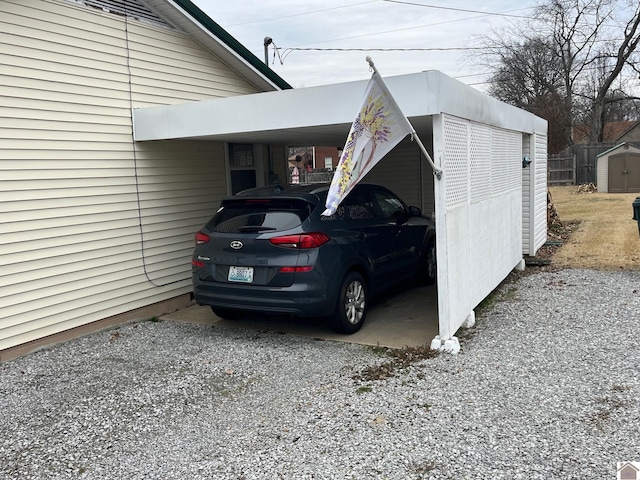 exterior space with a carport