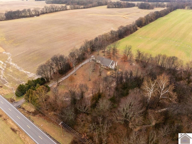 drone / aerial view with a rural view